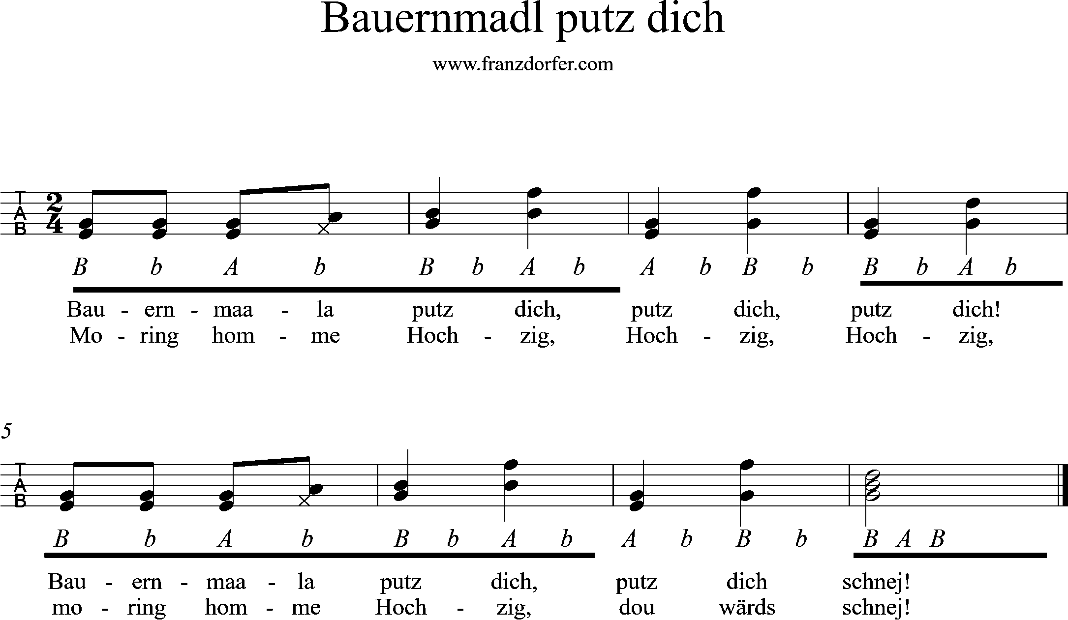 quetschn lernen, Ziach, Die Achtelnoten , Bauernmadl putz dich steirische lernen, Achtel Noten - Bauernmadl putz dich
